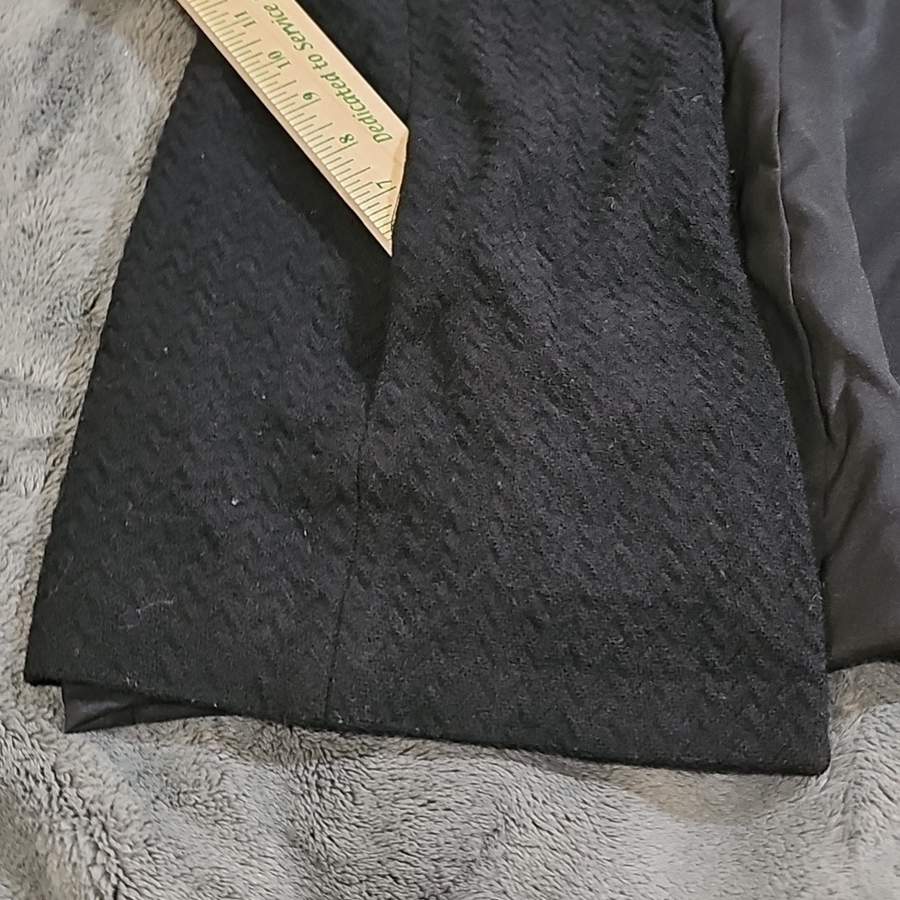 Dana Buchman Black Wool Open Front Collarless Longline Blazer Jacket Size 10 - Picture 10 of 10
